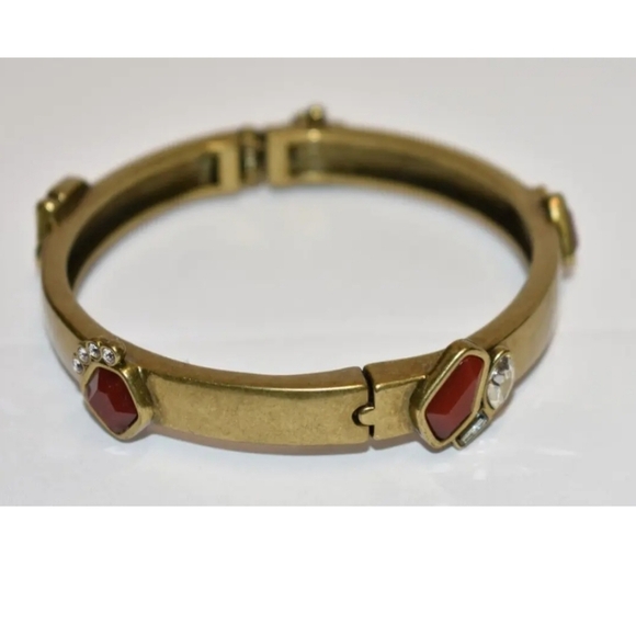 Silpada Mirage brass bangle Swarovski, rhinestones & red resin bracelet #KRB0082 - Picture 3 of 5